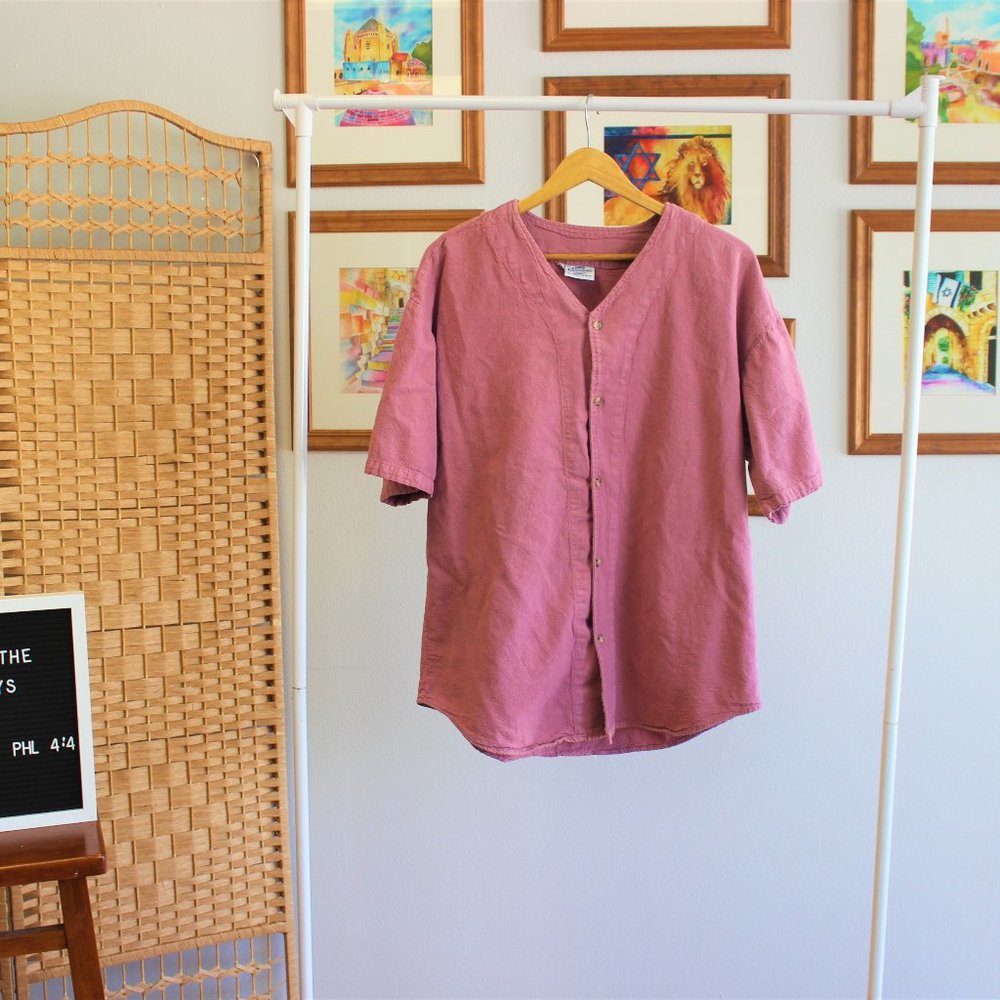 90s Oversize Natural Cotton Gauze Top L